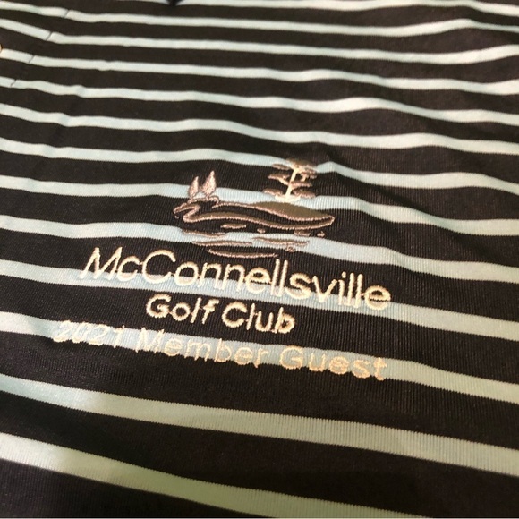 NWT Footjoy Navy Lt Blue Stripe Golf Polo Shirt Guest Embroidered Mens Large - Picture 3 of 7